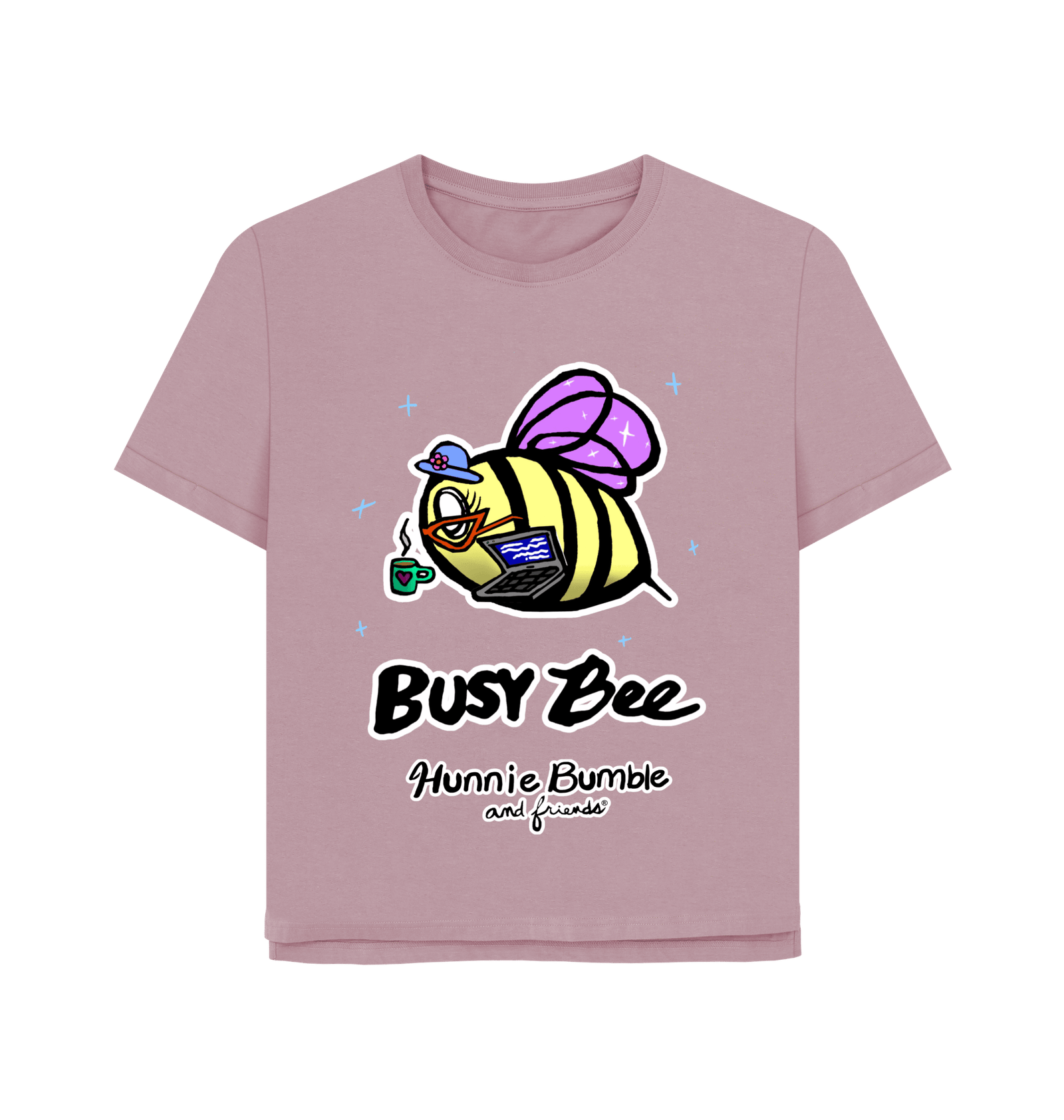 BUSY BEE Mauve Ladies' Boxy Relaxed Fit Tee, Hunnie Bumble and Friends image 1