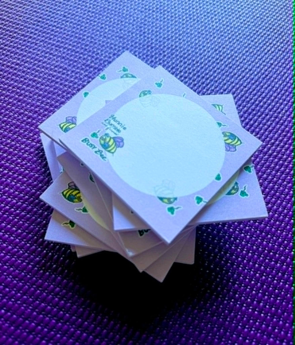 LIMITED EDITION Small Batch!  BUSY BEE Sticky Notes - 10-Pack, 250 TOTAL pages/notes, from Hunnie Bumble and Friends!