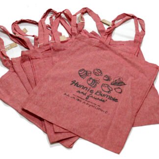 100% recycled cotton totes rust/red/rojo