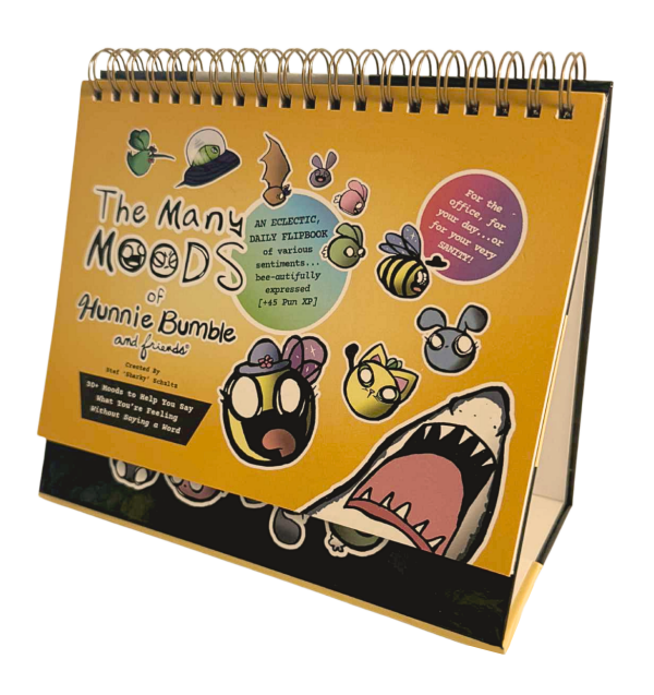 hunnie bumble, the many moods, mood book, sale, preorder, mood book, flip book
