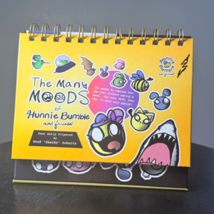 hunnie bumble, mood book, gift, flipbook, emotions, tool, communication tool, kids, adults, kidults, coworker, office, fun, book, gift book, gift ideas under $30, stef schultz, sharky, stef sharky schultz, hunnie bumble and friends